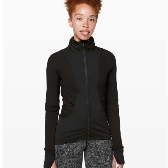 lululemon athletica Jackets & Blazers - Lululemon Far and Free Nulux Black Slimming Running Jacket Hood Size 4